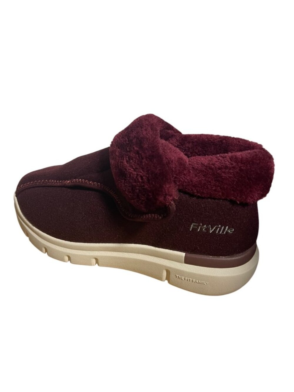 FitVille Womens EasyTop Diabetic Winter Boots V3 Burgundy Size 10EW - Picture 1 of 11